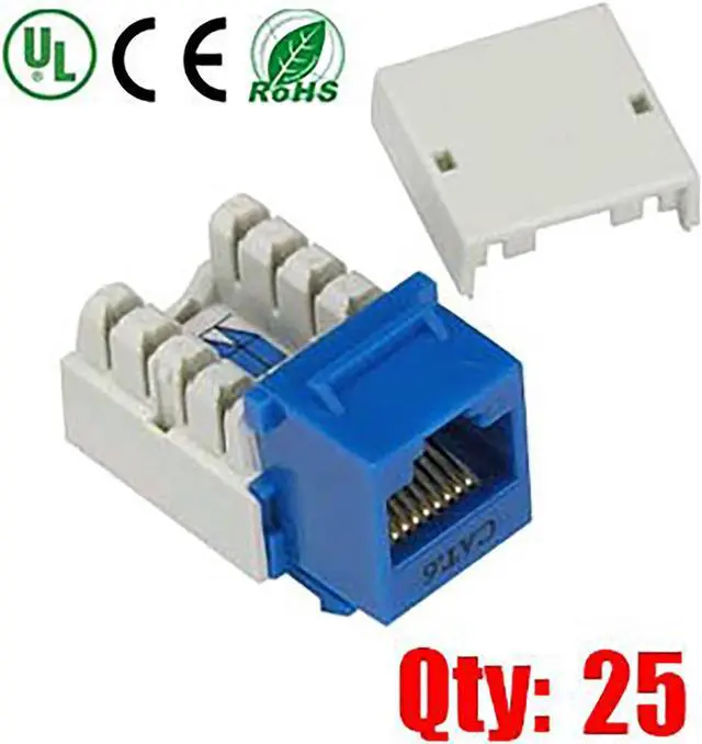 Main image of iMBAPrice (Pack of 25) Blue Cat6 Punch Down RJ45 Keystone Jack