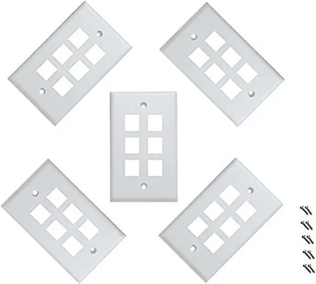 Main image of iMBAPrice 6 Port Keystone Jack Wall Plate 1-Gang - White (Pack of 5)