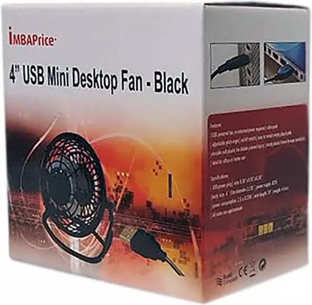 Alt view image 2 of 2 - iMBAPrice Quiet USB Mini Desktop Fan with ON/OFF Switch - Black