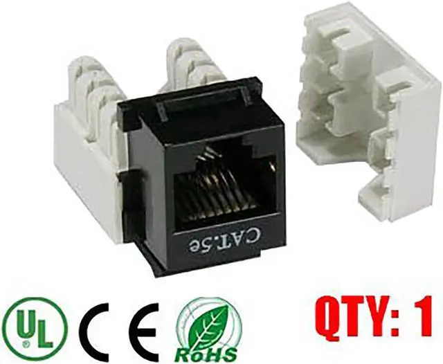 Alt view image 2 of 2 - iMBAPrice Black Cat5e RJ45 Punch Down Keystone Jack, 1 Pack, (IMBA-C5KSPD-BK-1PK)