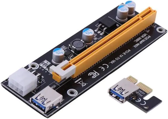 Alt view image 3 of 5 - Quality 60cm USB3.0 PCI-E Express1x Extender PCIe Riser Card Adapter SATA 15 Pin-6Pin Power Cable for Bitcoin Mining Machine