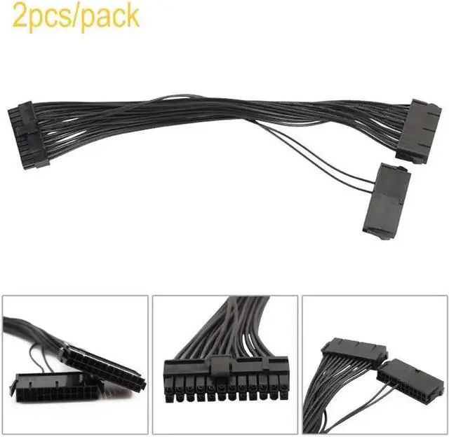 Alt view image 2 of 5 - 2pcs/lot 30cm 18AWG Power Synchronous Starter Wire Dual PSU Power Supply 24 pin ATX Motherboard Adapter Cable for BTC Miner