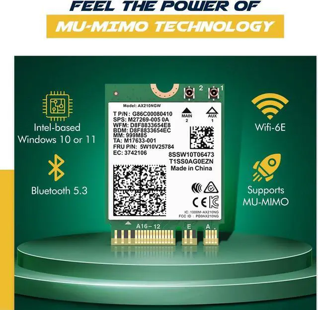 Alt view image 4 of 7 - WIFI 6E Laptop Upgrade Card Tri Band AX210NGW 2.4Gbps 802.11ax Wireless AX210 WiFi Bluetooth 5.2 No vPro