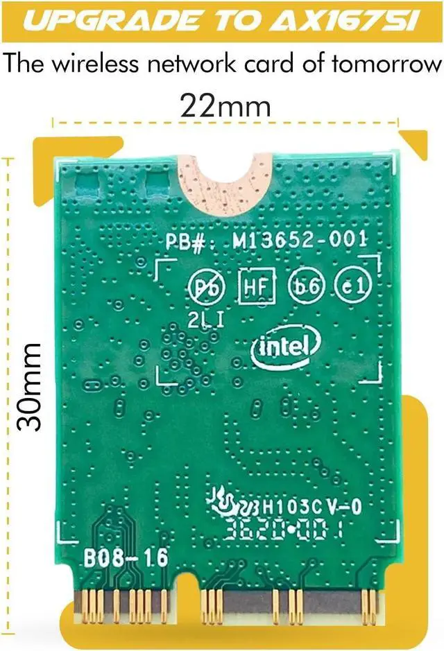 Alt view image 2 of 7 - Bulk Pack 100CT: AX1675i Killer Series Upgraded WiFi 6E Adapter | Gaming WiFi Adapter | CNVio2 M.2 Wifi Card | 2.4 Gbps WiFi for PC | Bluetooth 5.3 Support | Requires Intel 11th+ Gen CPU