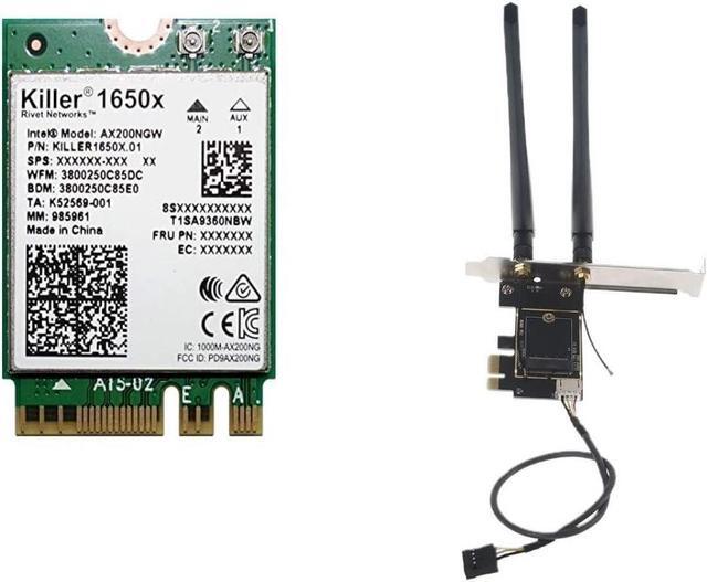 Main image of AX1650x Killer Series Desktop Wi-Fi 6 Kit | 2.4 Gbps | Bluetooth 5.2 Support | PCIe x4 | No vPro AX200.NGWG.NVXX