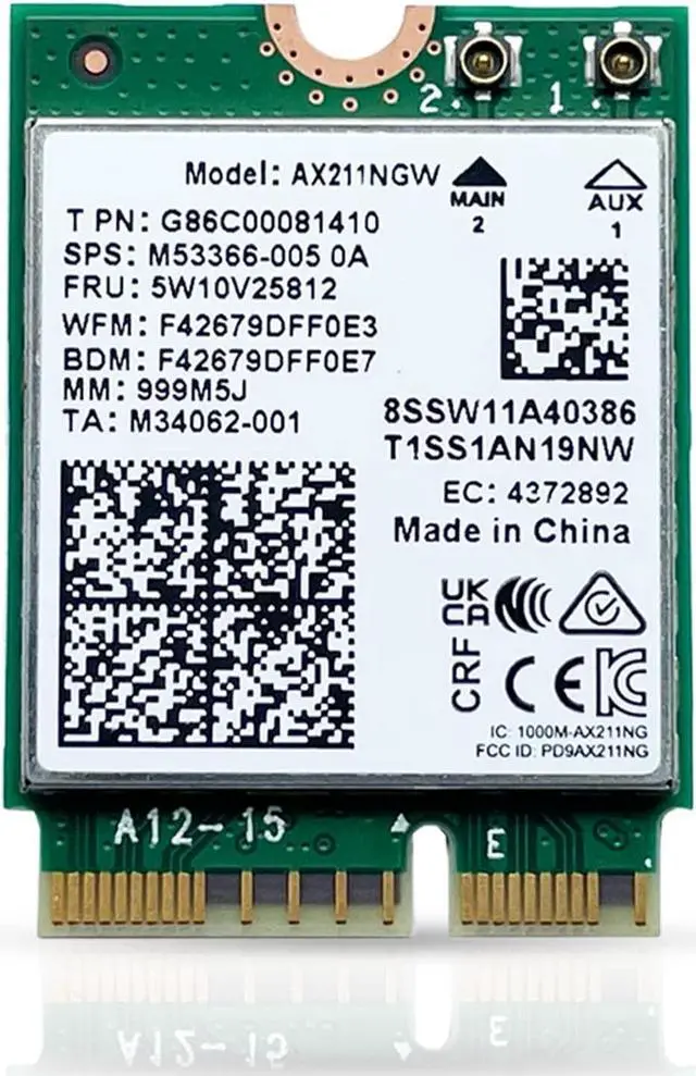 Main image of AX211 WIFI 6E CNVio2 Adapter w/Tri Band 2.4 | 5 | & 6GHz AX211NGW 2.4Gbps 802.11ax Wireless CRF Card Bluetooth 5.3 Compatible No vPro