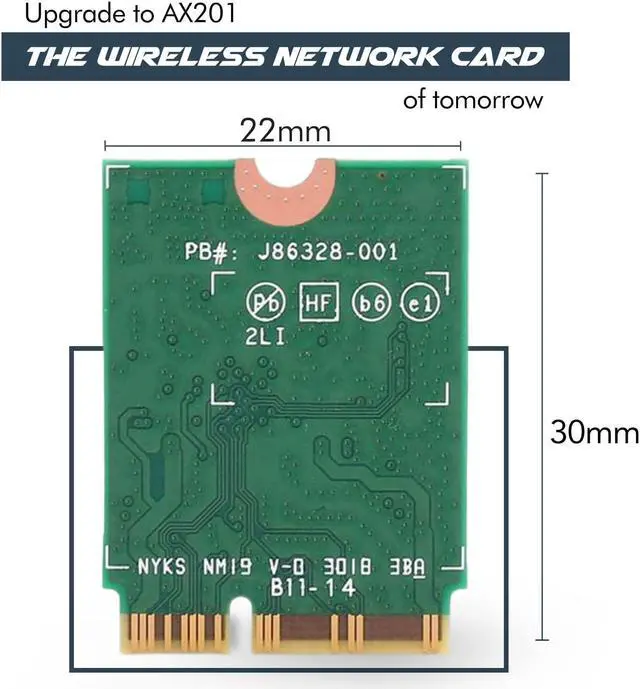 Alt view image 2 of 7 - HighZer0 Electronics AX201 WiFi 6 Card | Dual Band Wi-Fi | 2.4 Gbps | CNVio2 M.2 Wifi Card for PC | Supports Bluetooth 5.2 | Requires Intel 10th+ Gen CPU with Windows 10+ or Linux | AX201NGW
