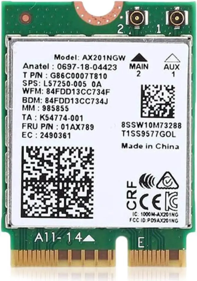 Main image of HighZer0 Electronics AX201 WiFi 6 Card | Dual Band Wi-Fi | 2.4 Gbps | CNVio2 M.2 Wifi Card for PC | Supports Bluetooth 5.2 | Requires Intel 10th+ Gen CPU with Windows 10+ or Linux | AX201NGW