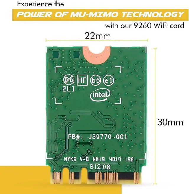 Alt view image 2 of 8 - Laptop Upgrade Wireless-AC 9260 802.11ac Bluetooth 5.0 Support M.2 No vPro Adapter 9260NGW MU-MIMO