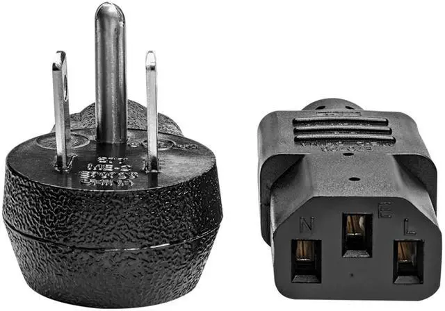 Alt view image 10 of 16 - Tripp Lite Model P007-003-15D 3 ft. Desktop Computer Power Cord, Right-Angle 5-15P to C13 - Heavy Duty, 15A, 125V, 14 AWG, 3 ft. Black
