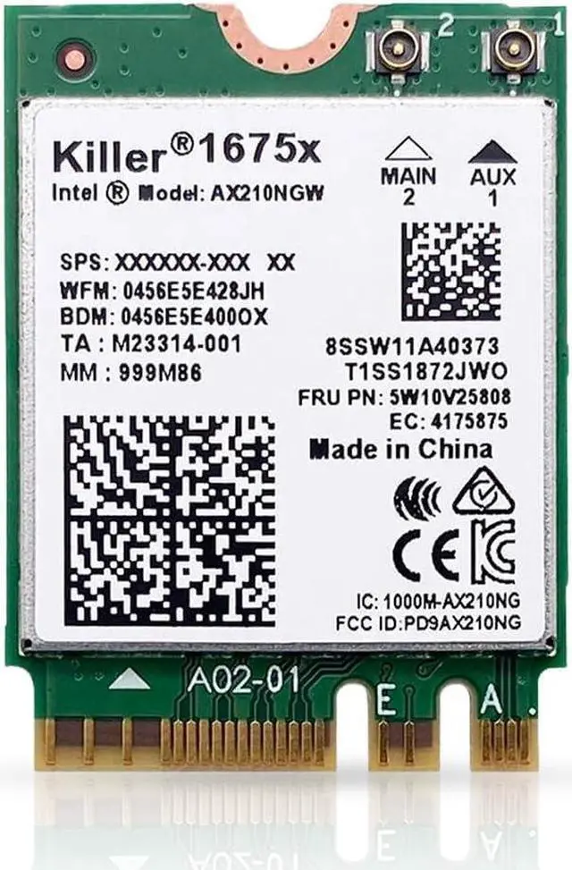 Main image of Killer Wi-Fi 6E AX1675x Tri Band AX210 M.2 2230 Bluetooth 5.3 WiFi Card (Single Pack)