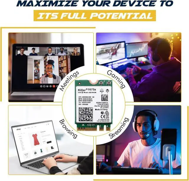 Alt view image 7 of 7 - Killer Wi-Fi 6E AX1675x Tri Band AX210 M.2 2230 Bluetooth 5.3 WiFi Card (Single Pack)