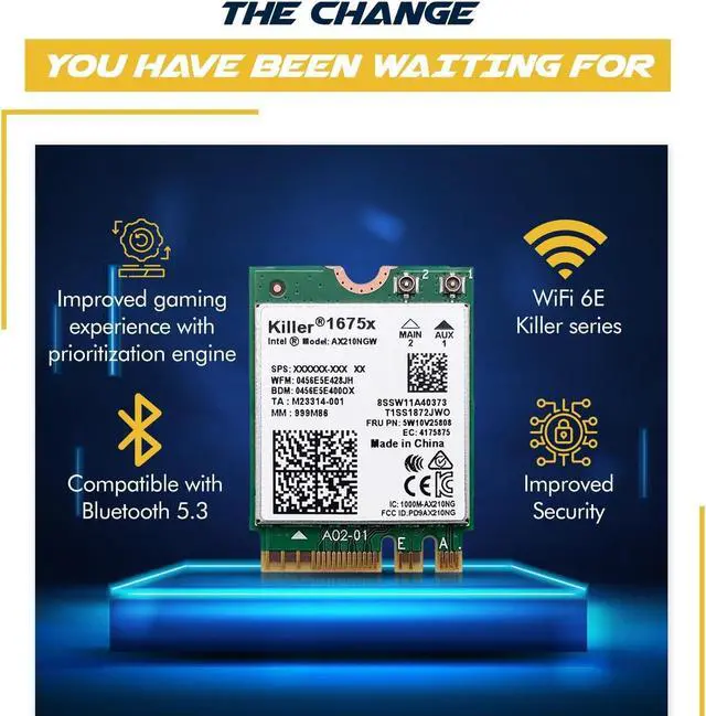 Alt view image 4 of 7 - Killer Wi-Fi 6E AX1675x Tri Band AX210 M.2 2230 Bluetooth 5.3 WiFi Card (Single Pack)
