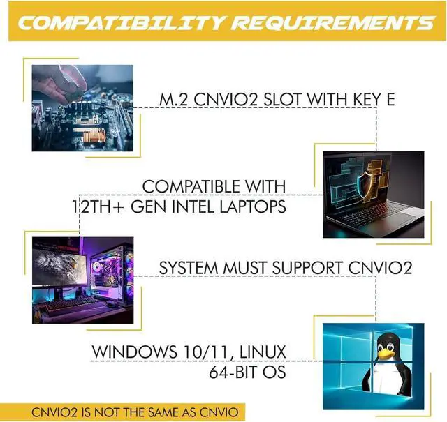 Alt view image 4 of 7 - HighZer0 Electronics AX1690i Killer Series Upgraded WiFi 6E Adapter | Gaming WiFi Adapter | CNVio2 M.2 Wifi Card | 3.0 Gbps WiFi for PC | Bluetooth 5.3 Support | Requires Intel 12th+ Gen CPU