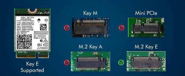 Alt view image 5 of 7 - BE1750x Latest Killer Wi-Fi Card | Wi-Fi 7 Tri Band 2.4/5/6 GHz | 5.8 Gbps | Bluetooth 5.4 Support | M.2 PCIe | No vPro 802.11BE Wireless Card BE200.NGWG.NVX