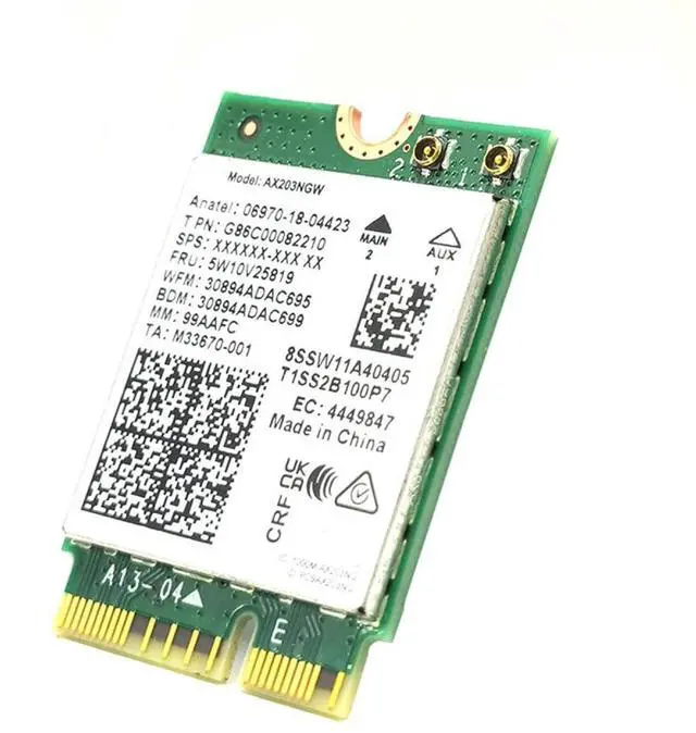 Main image of WiFi 6 Adapter for Intel AX203 | Dual Band Up to 1.2 Gbps | CNVio2 M.2 | Bluetooth 5.2 Support | Requires Intel 10th Gen and Above CPUs, Windows 10 & 11, Linux | AX203NGW