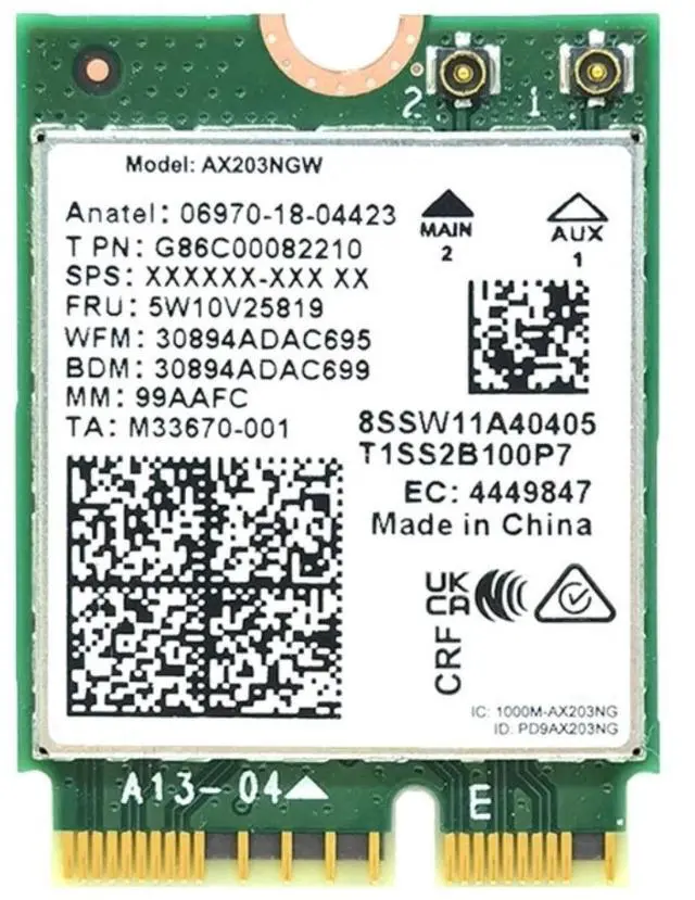 Alt view image 2 of 7 - WiFi 6 Adapter for Intel AX203 | Dual Band Up to 1.2 Gbps | CNVio2 M.2 | Bluetooth 5.2 Support | Requires Intel 10th Gen and Above CPUs, Windows 10 & 11, Linux | AX203NGW