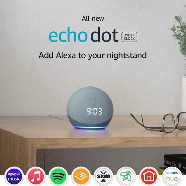 Alt view image 3 of 18 - Amazon Echo Dot 4th Gen Clock and Alexa Smart Speaker Twilight Blue