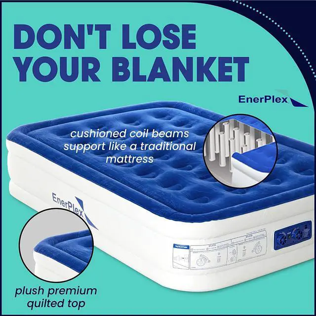 Alt view image 4 of 7 - EnerPlex Air Mattress with Built-in Pump - Double Height Inflatable Mattress for Camping, Home & Portable Travel - Durable Blow Up Bed with Dual Pump - Easy to Inflate/Quick Set UP - Size, Queen
