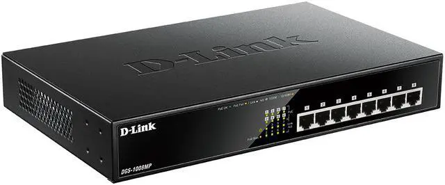 Alt view image 2 of 3 - D-LINK DGS-1008MP 8-Port Desktop 1000BASE-T Gigabit Ethernet Max PoE Switch Comes with EU Plug 110v-240v