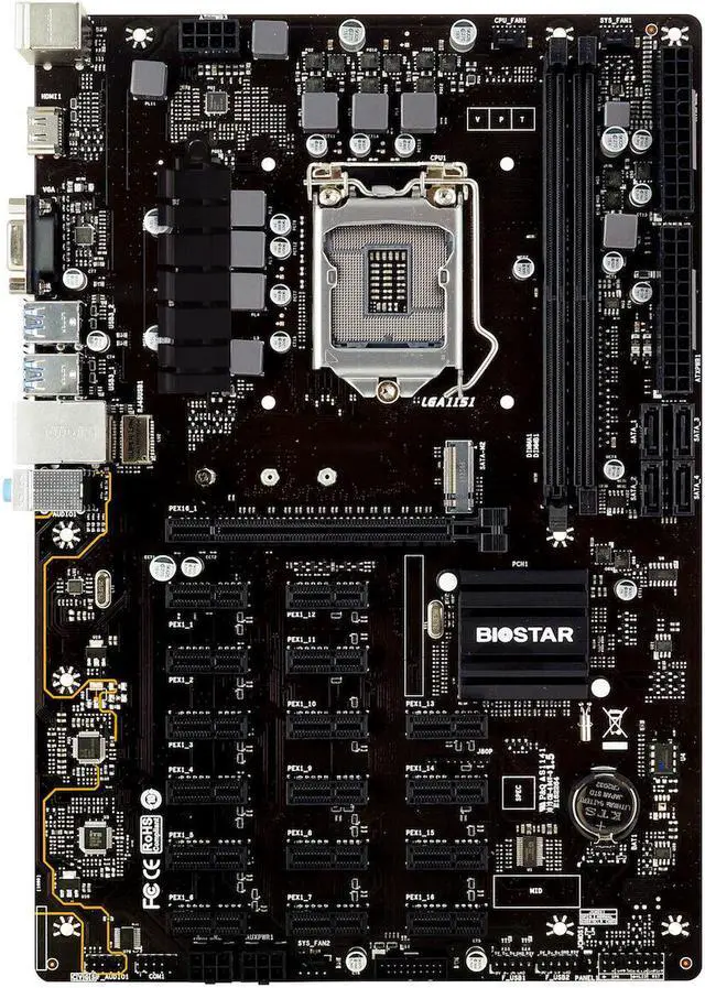 Alt view image 6 of 6 - Biostar TB360-BTC Expert 2.0 Motherboard CPU i3 i5 LGA1151 Intel DDR4 17x PCI-E