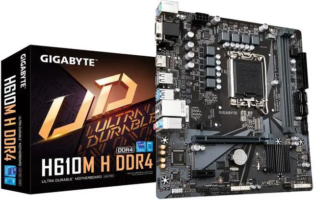 Main image of Gigabyte H610M H DDR4 Motherboard CPU SOCKET LGA1700 Intel HDMI VGA GbE LAN