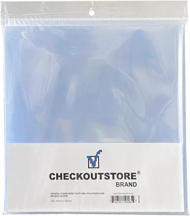 Main image of 100 CheckOutStore Crystal Clear Plastic OPP for 12" LP Vinyl 33 RPM Records 5 Mil (Outer Sleeves)