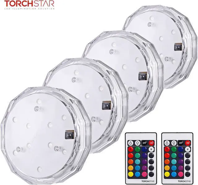 Main image of TORCHSTAR Waterproof Submersible LED Light, Remote Controlled Battery Operated Wireless Color Changing Underwater Light, for Pond, Pool, Fountain, Aquarium, Vase, Home Decoration