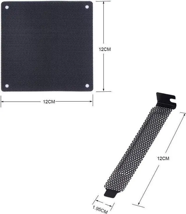 Alt view image 2 of 7 - Nincha 12mm PVC Computer PC Cooler Fan Filter Black Dustproof Case Cover Computer Mesh pack of 5 + Black Hard Steel Dust Filter Blanking Plate PCI Slot Cover 5 Pcs With Screws.