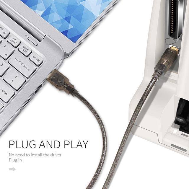 Alt view image 2 of 7 - Printer Cable USB Printer Scanner Cable 15ft High Speed USB 2.0 A Male to B Male Cord for HP, Canon, Epson, Dell, Samsung etc