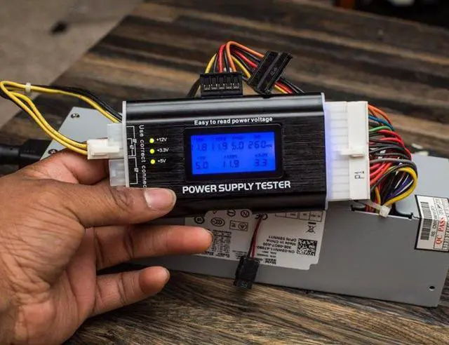Alt view image 7 of 7 - Computer PC Power Supply Tester, ATX / ITX / IDE / HDD / SATA / BYI Connectors Power Supply Tester, 1.8'' LCD Screen (Al