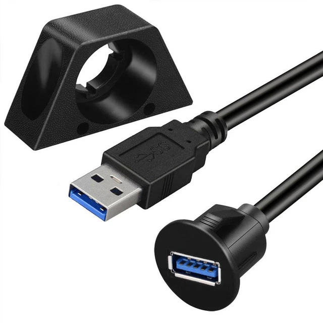 Alt view image 2 of 4 - BATIGE Small USB 3.0 Male to Female AUX Flush Panel Mount Extension Cable for Car Truck Boat Motorcycle Dashboard 3ft