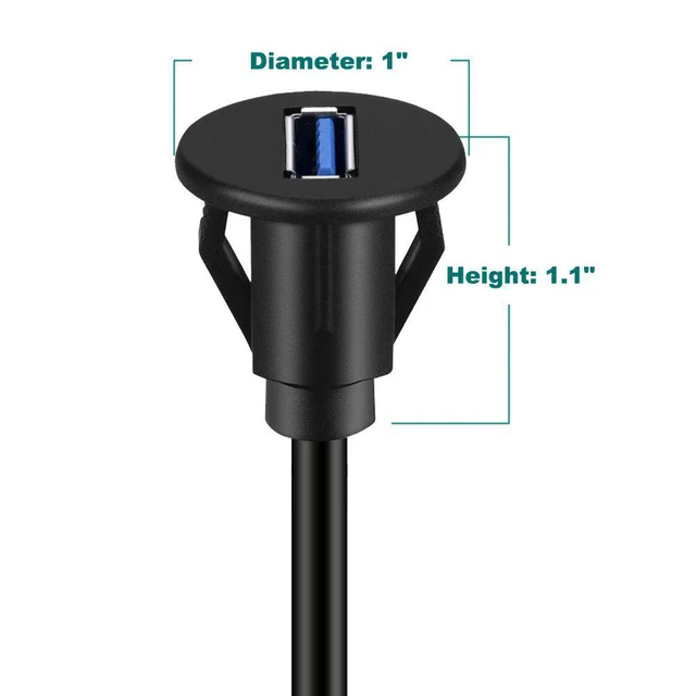 Alt view image 4 of 4 - BATIGE Small USB 3.0 Male to Female AUX Flush Panel Mount Extension Cable for Car Truck Boat Motorcycle Dashboard 3ft