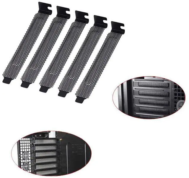 Alt view image 6 of 7 - Nincha 12mm PVC Computer PC Cooler Fan Filter Black Dustproof Case Cover Computer Mesh pack of 5 + Black Hard Steel Dust Filter Blanking Plate PCI Slot Cover 5 Pcs With Screws.