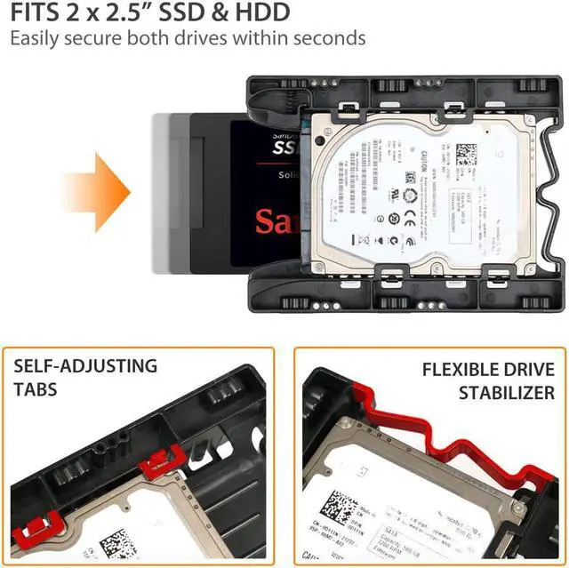 Alt view image 4 of 7 - ICY DOCK Dual Tool-Less Dual 2.5 to 3.5 HDD Drive Bay SSD Mounting Bracket Kit Adapter - EZ-Fit Lite MB290SP-B Dual (SSD Bracket Dual x2 Unit Package)