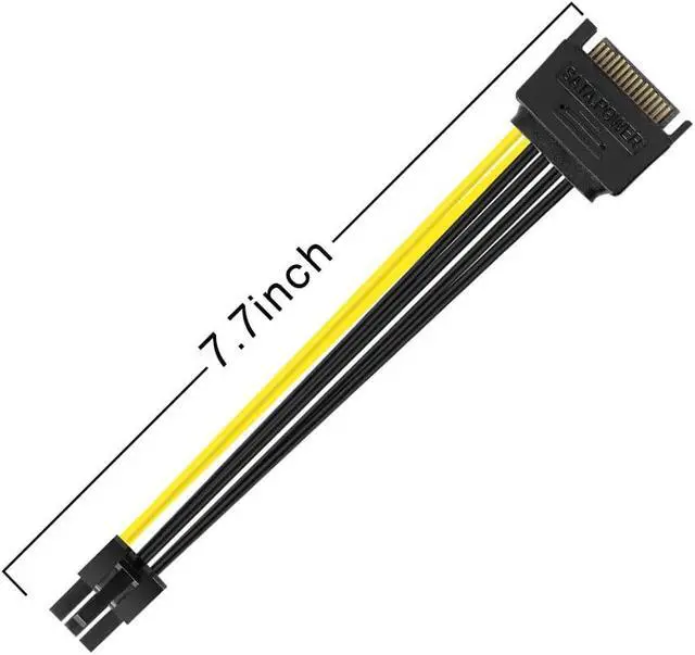 Alt view image 6 of 7 - Electop 2 Pack 8 Inch SATA 15 pin to 6 pin PCI Express Card Power Cable