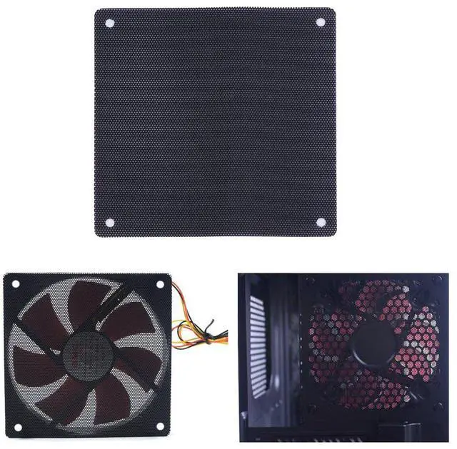 Alt view image 5 of 7 - Nincha 12mm PVC Computer PC Cooler Fan Filter Black Dustproof Case Cover Computer Mesh pack of 5 + Black Hard Steel Dust Filter Blanking Plate PCI Slot Cover 5 Pcs With Screws.