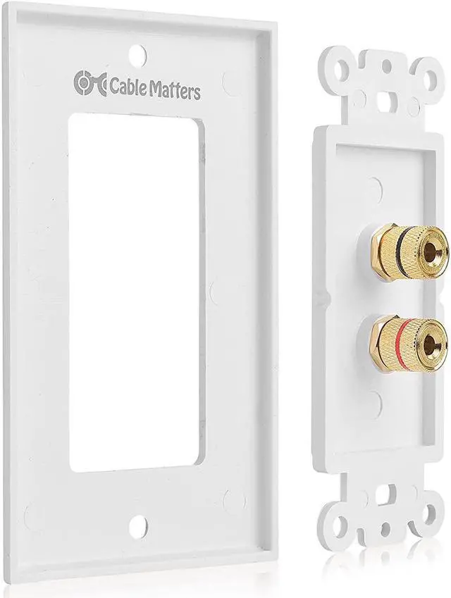 Alt view image 4 of 7 - Cable Matters 2-Pack Speaker Wire Wall Plate (Speaker Wall Plate/Banana Plug Wall Plate) for 1 Speaker in White