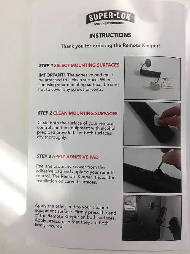 Alt view image 7 of 7 - Remote Keeper - TV Remote Control Security Cable Lock Kit that prevents loss or theft of your remote control - Attaches & secures your remote to your TV, DVD & VCR.
