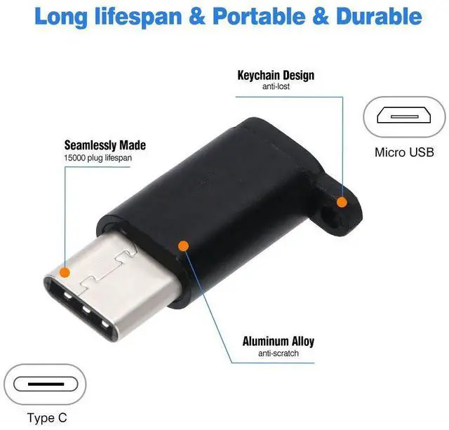 Alt view image 3 of 6 - USB Type C Adapter 10 Pack, Micro USB Female to USB-C Male Converter Android Cable Connector with Keychain Charger fit Samsung Galaxy S10 S9 S8 Plus S9+ Note 9 8 LG V30 V20 G7 G6 G5 Pixel 3 XL Moto Z3