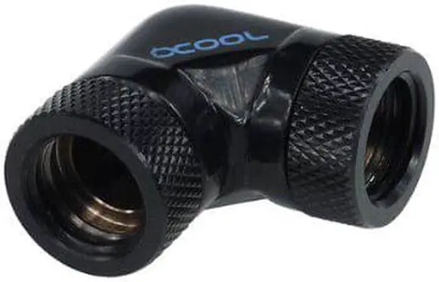 Alt view image 2 of 3 - Alphacool HF G1/4" Female to Female Fitting, 90° Double Rotary, Deep Black, 4-Pack