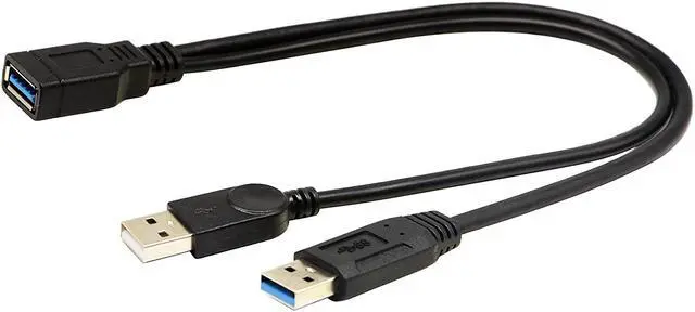 Alt view image 5 of 7 - zdyCGTime USB 3.0 Extender Cable USB 3.0 Female to USB 3.0 & USB 2.0 Male Extra Power Data Y Splitter Charger Extension Cable(33CM/13inch)