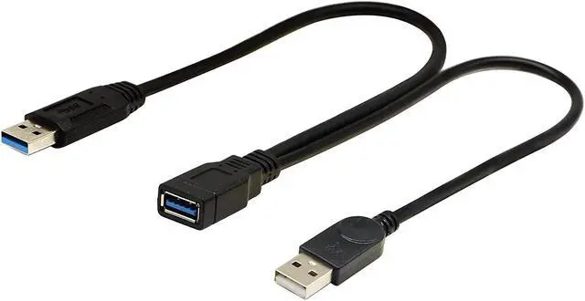 Main image of zdyCGTime USB 3.0 Extender Cable USB 3.0 Female to USB 3.0 & USB 2.0 Male Extra Power Data Y Splitter Charger Extension Cable(33CM/13inch)