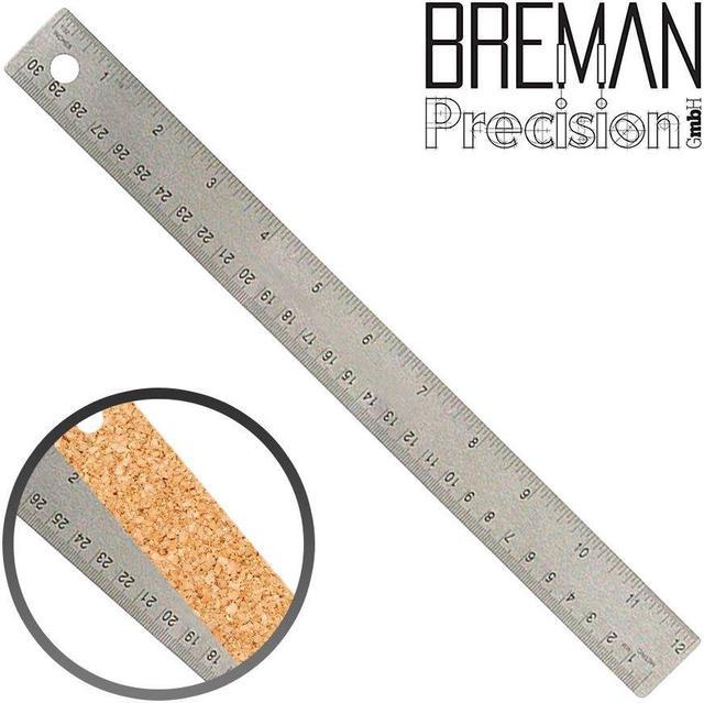 12 Inch Stainless Steel Metal Ruler- 12 Inch High Grade Stainless Steel  Ruler With Non Slip Cork Base for Excellent Precision and Accuracy. 