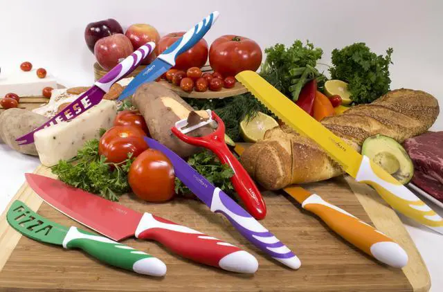 Alt view image 9 of 20 - Chopmate Color Stainless Steel Anti-Bacterial Non-Stick Ceramic Coated 8 Piece Kitchen Knife Set