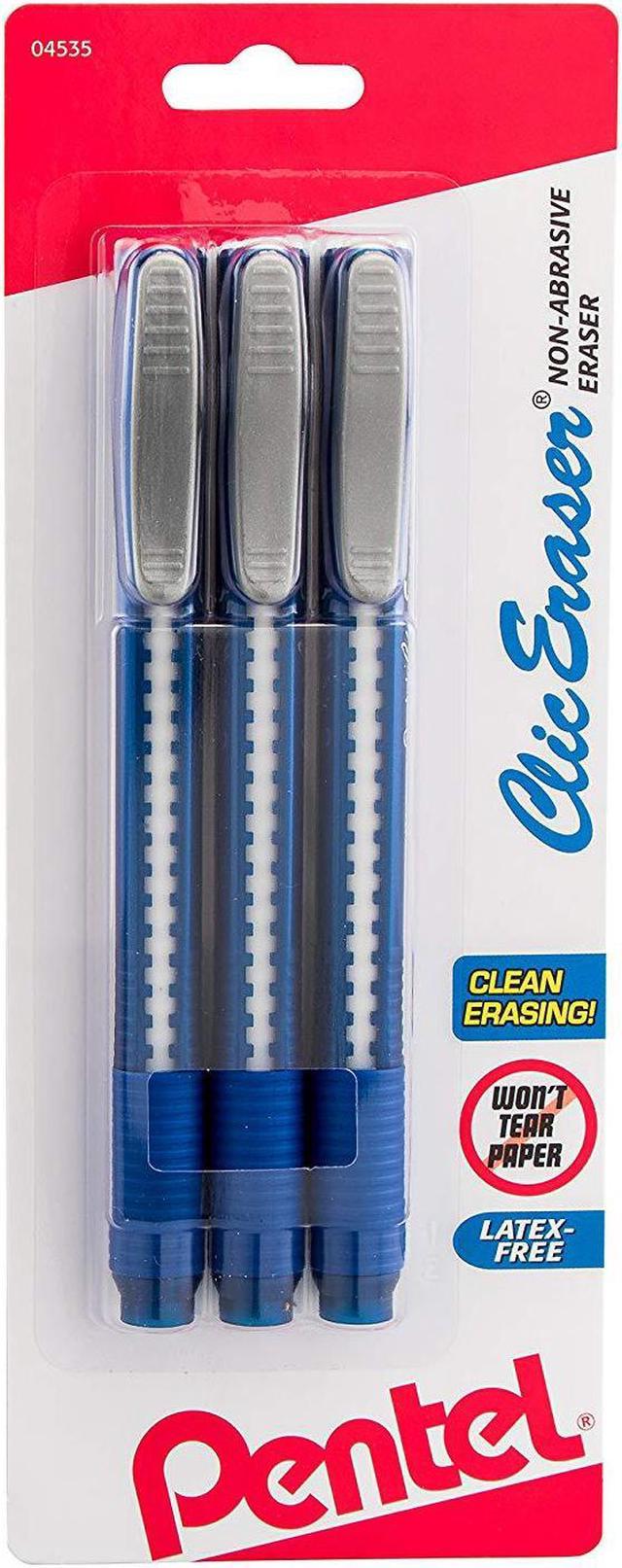 Pentel Clic Eraser Grip Retractable Eraser, Assorted - 3 pack