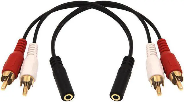Alt view image 6 of 7 - 3.5mm Female to 2 RCA Male Stereo Audio Y Cable 2-Pack Gold Plated Adapter Compatible for TV Smartphones MP3 Tablets Speakers Home Theater (8 inch)