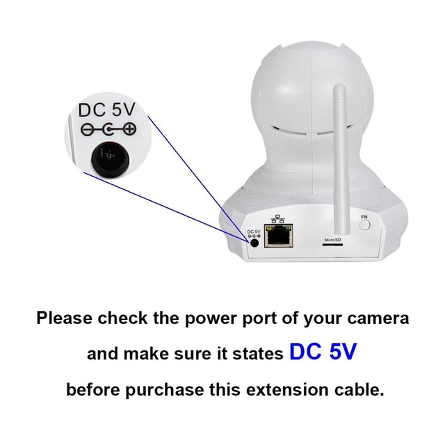 Alt view image 4 of 5 - DC Power Adapter Extension Cable, 1.35mm x 3.5mm Male to Female Jack DC 5V Plug Extension Cord for CCTV Security Camera etc., 2pcs 5m/16.4Feet White