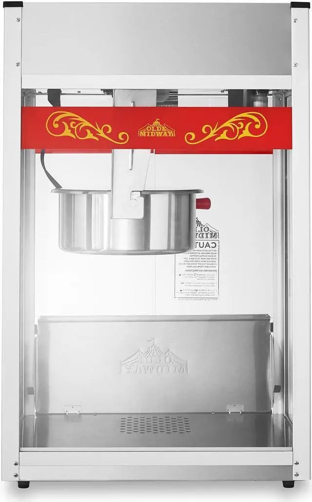 Alt view image 5 of 6 - Olde Midway Commercial Popcorn Machine Maker Popper with Extra Large 16-Ounce Kettle - Red