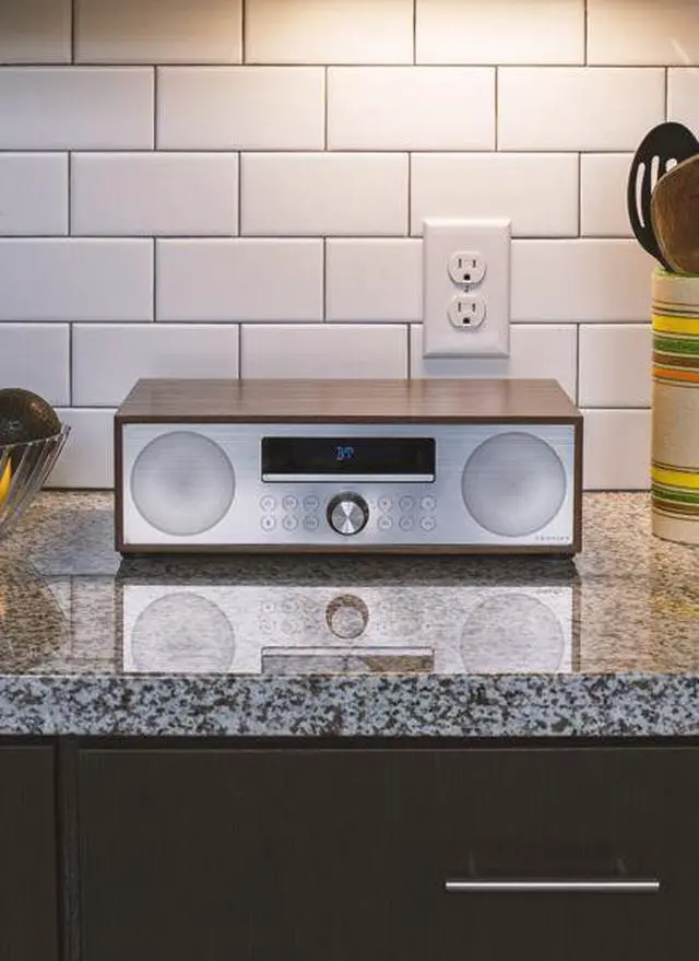 Alt view image 7 of 12 - crosley cr3501awa fleetwood bluetooth fm clock radio and cd player, walnut